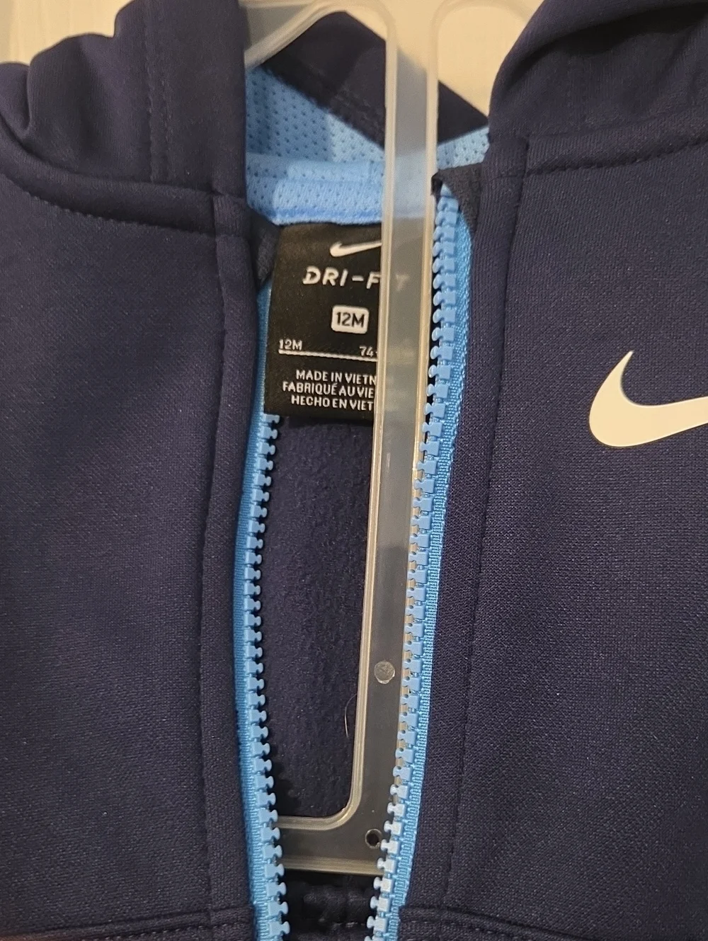 NWT Nike Toddler Dri-FIT Navy & Light Blue Hooded Tracksuit 12 Months